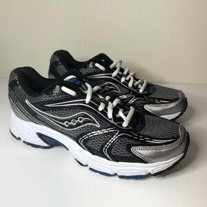 Saucony Men's Black, Silver, and Blue Athletic Shoes 7.5 Mens/6 womens